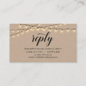 String Lights Kraft, zwart script, RSVP-reactie Informatiekaartje (Voorkant)
