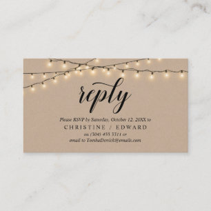 String Lights Kraft, zwart script, RSVP-reactie Informatiekaartje