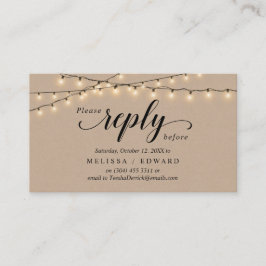 String Lights Kraft, zwart script, RSVP-reactie Informatiekaartje