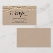 String Lights Kraft, zwart script, RSVP-reactie Informatiekaartje (Voorkant / Achterkant)