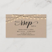 String Lights Kraft, zwart script, RSVP-reactie Informatiekaartje (Voorkant)