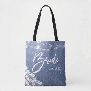 String Lights, Lace en Jean Floral Tote Bag
