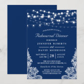 String Lights Lace marine Wedding Rehearsal Dinner Kaart (Voorkant / Achterkant)
