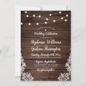 String Lights & Lace | Rustic Country Wedding Magnetische Uitnodiging (Voorkant)