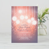 String Lights & Lantaarns Blush Roze bruiloft Uitn Kaart (Staand voorkant)