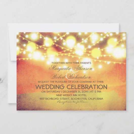 String Lights Lantaarns Gloeiende bruiloft Uitnodi Kaart (Voorkant)