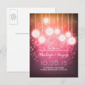 String Lights Lantaarns paarse Save the Date Aankondigingskaart (Voorkant / Achterkant)