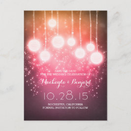 String Lights Lantaarns paarse Save the Date Aankondigingskaart