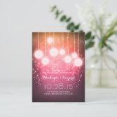 String Lights Lantaarns paarse Save the Date Aankondigingskaart (Staand voorkant)