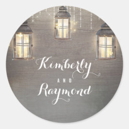 String Lights Lantaarns Rustieke Bruiloft Ronde Sticker