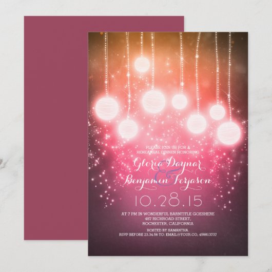 String Lights & Lanterns Shimmer Repetitie Diner Kaart (Voorkant / Achterkant)