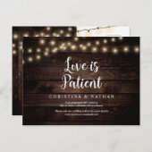 String Lights, Love is Patient, Black, Postponed Briefkaart (Voorkant / Achterkant)