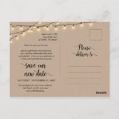 String Lights, Love is Patiënt, Wedding Postponed Briefkaart (Achterkant)
