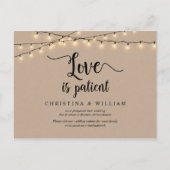 String Lights, Love is Patiënt, Wedding Postponed Briefkaart (Voorkant)