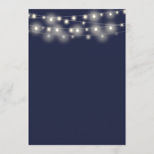 String Lights Marine Blauw Bloemen Bruiloft Menu (Achterkant)