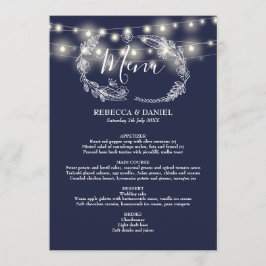 String Lights Marine Blauw Bloemen Bruiloft Menu