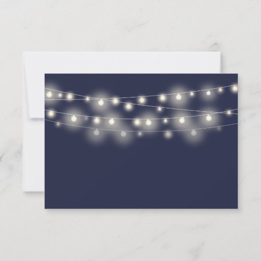String Lights Marine Blauw Script Maaltijd keuze RSVP Kaartje (Achterkant)