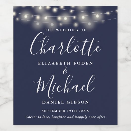 String Lights Marine Blauw Signature Script Bruilo Wijn Etiket (Enkel label)