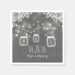 String Lights Mason Jar and Lace Rustic Wedding Servet