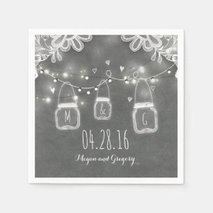 String Lights Mason Jar and Lace Rustic Wedding Servet