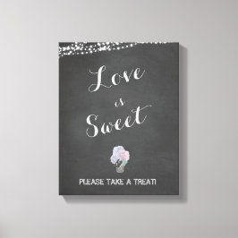 String Lights Mason Jar Chalkboard LOVE is SWEET Canvas Afdruk