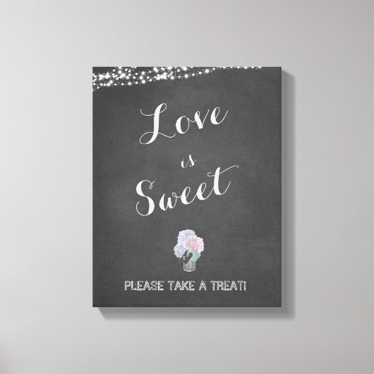 String Lights Mason Jar Chalkboard LOVE is SWEET Canvas Afdruk (Voorkant)