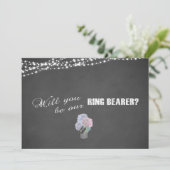 String Lights Mason Jar Chalkboard RING BEARER Kaart (Staand voorkant)