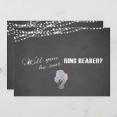 String Lights Mason Jar Chalkboard RING BEARER Kaart (Voorkant / Achterkant)