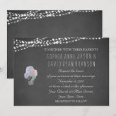 String Lights Mason Jar Chalkboard Wedding Invite Kaart (Voorkant / Achterkant)