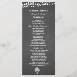 String Lights Mason Jar Chalkboard Wedding Program Programmakaart