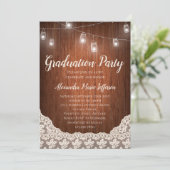  String Lights Mason Jar Graduation Party Kaart (Staand voorkant)