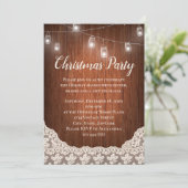  String Lights Mason Jar Kerstparty Kaart (Staand voorkant)