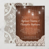  String Lights Mason Jar Lace Wood Weddenschap Kaart (Voorkant / Achterkant)