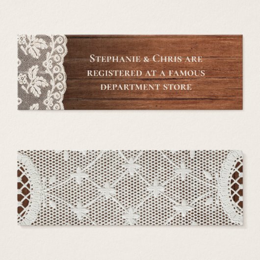 String Lights Mason Jar Lace Wood Weddenschap Mini Visitekaartjes (Voorkant /achterkant)