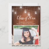 String Lights Mason Jar Photo Afstuderen Kaart (Voorkant)