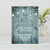 String Lights Mason Jar Rustic Wood Vow Renewal Kaart (Staand voorkant)