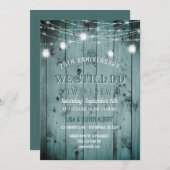 String Lights Mason Jar Rustic Wood Vow Renewal Kaart (Voorkant / Achterkant)