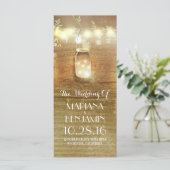 String Lights Mason Jar rustieke bruiloft programm Programmakaart (Staand voorkant)