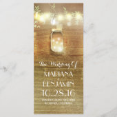 String Lights Mason Jar rustieke bruiloft programm Programmakaart (Voorkant)