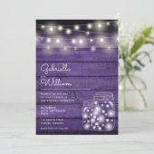 String Lights Mason Jar Rustieke Paarse Houten Bru Kaart (Staand voorkant)