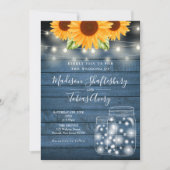 String Lights Mason Jar Sunflower Rustic Wedding Kaart (Voorkant)