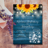 String Lights Mason Jar Sunflower Rustic Wedding Kaart