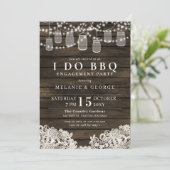 String Lights Mason Jars I DO BBQ Couples Shower Kaart (Staand voorkant)