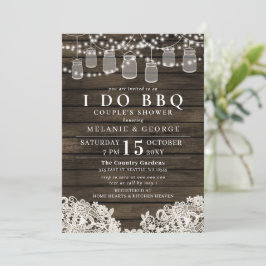String Lights Mason Jars I DO BBQ Couples Shower Kaart