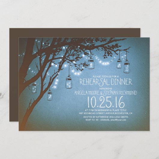 String Lights Mason Jars  repetitie diner Kaart (Voorkant / Achterkant)