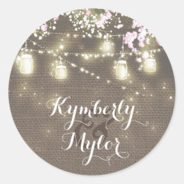 String Lights Mason Jars Rustic Baby's Breath Ronde Sticker