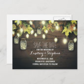 String Lights & Mason Jars rustiek Bewaar de datum Aankondigingskaart (Voorkant / Achterkant)