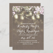 String Lights Mason Jars Rustieke Burlap Bruiloft Kaart (Voorkant / Achterkant)