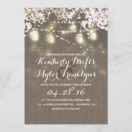 String Lights Mason Jars Rustieke Burlap Bruiloft Kaart