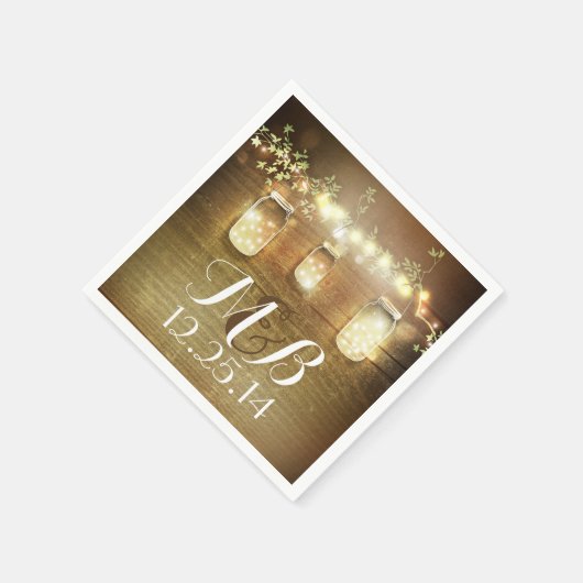 String Lights Mason Jars Rustieke Schuur Bruiloft Servet (Hoek)